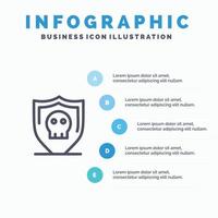 Schild Sicherheit sicheres Liniensymbol mit 5 Schritten Präsentation Infografiken Hintergrund vektor