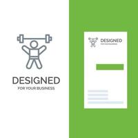 idrottare friidrott avatar kondition Gym grå logotyp design och företag kort mall vektor