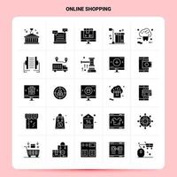 solide 25 Online-Shopping-Icon-Set Vektor-Glyphen-Stil Design schwarze Symbole setzen Web- und mobile Geschäftsideen Design-Vektor-Illustration vektor