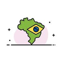 Karta flagga Brasilien företag logotyp mall platt Färg vektor