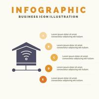 Sicherheit Internet Signal solide Symbol Infografiken 5 Schritte Präsentationshintergrund vektor