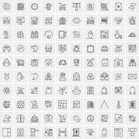 uppsättning av 100 kreativ företag linje ikoner vektor