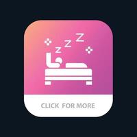 bett schlafzimmer saubere reinigung mobile app-schaltfläche android- und ios-glyphenversion vektor