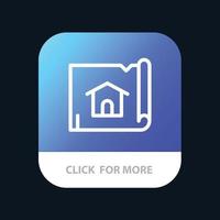 gebäudebau karte haus mobile app button android und ios line version vektor