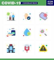 covid19 skydd coronavirus hängande 9 platt Färg ikon uppsättning sådan som desinfektionsmedel hand rengöras korona infektion viral coronavirus 2019 nov sjukdom vektor design element
