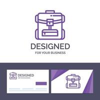 kreativ företag kort och logotyp mall väska tillbaka väska service hotell vektor illustration