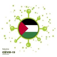palestina coronavius flagga medvetenhet bakgrund stanna kvar Hem stanna kvar friska ta vård av din egen hälsa be för Land vektor