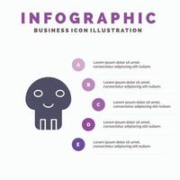 Biochemie Gefahr gefährlicher Tod solides Symbol Infografiken 5 Schritte Präsentationshintergrund vektor