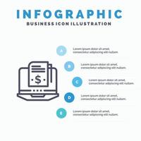 Abonnementmodell Abonnementmodell digitales Liniensymbol mit 5 Schritten Präsentation Infografiken Hintergrund vektor