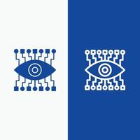Eye Watch Konstruktionslinie und Glyphe solides Symbol blaues Banner Linie und Glyphe solides Symbol blaues Banner vektor