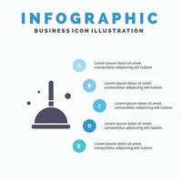 Besenreinigung Mop Hexe solide Symbol Infografiken 5 Schritte Präsentationshintergrund vektor