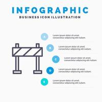 Barrikadenbarrierenbaulinie Symbol mit 5 Schritten Präsentation Infografiken Hintergrund vektor