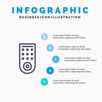 Fernbedienungs-TV-Liniensymbol mit 5 Schritten Präsentation Infografiken Hintergrund steuern vektor