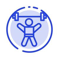 Athlet Leichtathletik Avatar Fitness Fitnessstudio blau gepunktete Linie Symbol Leitung vektor