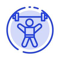 idrottare friidrott avatar kondition Gym blå prickad linje linje ikon vektor