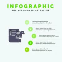 Schach Geschäftsstrategie Planung solide Symbol Infografiken 5 Schritte Präsentationshintergrund vektor