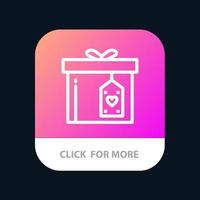 geschenkbox box überraschungslieferung mobile app-schaltfläche android- und ios-linienversion vektor