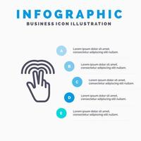 Doppelgesten Hand Tab Liniensymbol mit 5 Schritten Präsentation Infografiken Hintergrund vektor