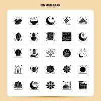 solide 25 eid mubarak symbolsatz vektor glyph style design schwarze symbole set web- und mobile geschäftsideen entwerfen vektorillustration