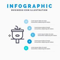 Waschbecken Badezimmer Reinigung Dusche Waschlinie Symbol mit 5 Schritten Präsentation Infografiken Hintergrund vektor