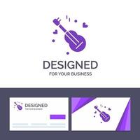 kreativ företag kort och logotyp mall gitarr låt musik kärlek vektor illustration