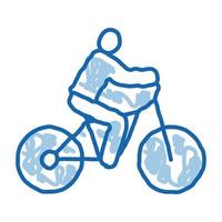 Mann auf Fahrrad doodle Symbol handgezeichnete Abbildung vektor