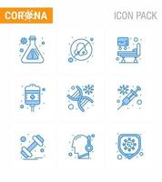 9 blaue Coronavirus-Epidemie-Icon-Pack saugen als Stranggenetik icu dna-Behandlung virales Coronavirus 2019nov-Krankheitsvektor-Designelemente vektor