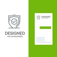 bekräfta skydd säkerhet säkra grå logotyp design och företag kort mall vektor