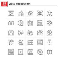 25 video produktion ikon uppsättning vektor bakgrund