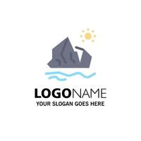 Ökologie Umwelt Eis Eisberg schmelzen Business Logo Vorlage flache Farbe vektor