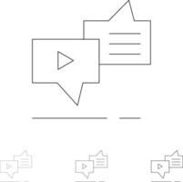 chatt förbindelse marknadsföring meddelandehantering Tal djärv och tunn svart linje ikon uppsättning vektor