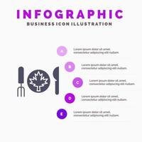 Abendessen Herbst Kanada Blatt solide Symbol Infografiken 5 Schritte Präsentationshintergrund vektor