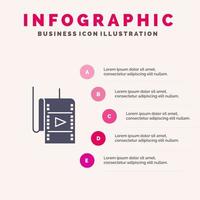 Film Film Studio Theater solide Symbol Infografiken 5 Schritte Präsentationshintergrund vektor