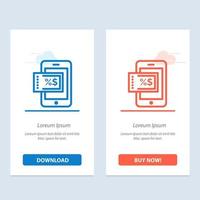 Handy-Shopping-Rabatt blau und rot herunterladen und jetzt kaufen Web-Widget-Kartenvorlage vektor