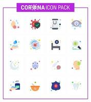 16 flache farbige Coronavirus-Epidemie-Icon-Packs saugen als Handpflege Augeninfektion Gesundheit Auge online virales Coronavirus 2019nov Krankheitsvektor-Designelemente vektor