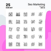 25 seo marknadsföring ikon uppsättning 100 redigerbar eps 10 filer företag logotyp begrepp idéer linje ikon design vektor