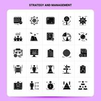 Solide 25 Strategie- und Management-Icon-Set Vektor-Glyphen-Stil-Design Schwarze Icons Set Web- und Mobile-Business-Ideen-Design-Vektor-Illustration vektor