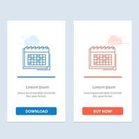 kalender företag datum händelse planera schema tidtabell blå och röd ladda ner och köpa nu webb widget kort mall vektor