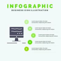 Computer Online-Marketing solide Symbol Infografiken 5 Schritte Präsentationshintergrund vektor