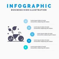 cykel eco vänlig växt miljö fast ikon infographics 5 steg presentation bakgrund vektor