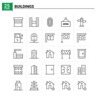 25 byggnader ikon uppsättning vektor bakgrund