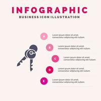 schlüssel schlüssel sicherheitsraum solide symbol infografiken 5 schritte präsentation hintergrund vektor