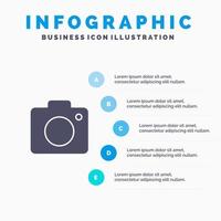 Kamerabild Fotobild festes Symbol Infografiken 5 Schritte Präsentationshintergrund vektor