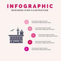 Flughafen Beförderung Schifffahrt Transit Transport Transport festes Symbol Infografiken 5 Schritte Präsentationshintergrund vektor