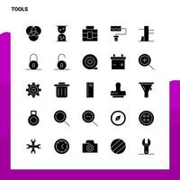 25 Tools-Icon-Set solide Glyphen-Icon-Vektor-Illustrationsvorlage für Web- und mobile Ideen für Unternehmen vektor