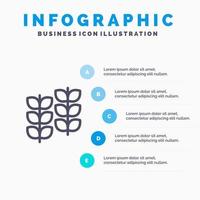 Pflanzenblatt Pflanzenwachstumslinie Symbol mit 5 Schritten Präsentation Infografiken Hintergrund vektor