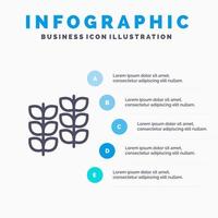 växt blad växt tillväxt linje ikon med 5 steg presentation infographics bakgrund vektor