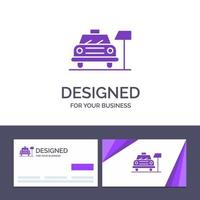 kreativ företag kort och logotyp mall bil parkering hotell service vektor illustration