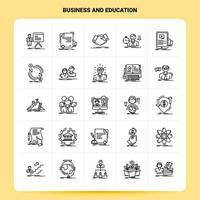 Umriss 25 Business und Bildung Icon Set Vektor Line Style Design schwarze Icons Set lineare Piktogramm Pack Web und mobile Geschäftsideen Design Vektor Illustration