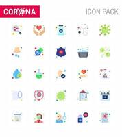 25 Flachfarben-Virus-Corona-Icon-Pack wie Verbreitungs-Stethoskop-Gesundheitspflege-Gesundheitswesen-Medizin Virus-Coronavirus 2019nov-Krankheitsvektor-Designelemente vektor